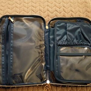 Makeup case - teal with gold sequins